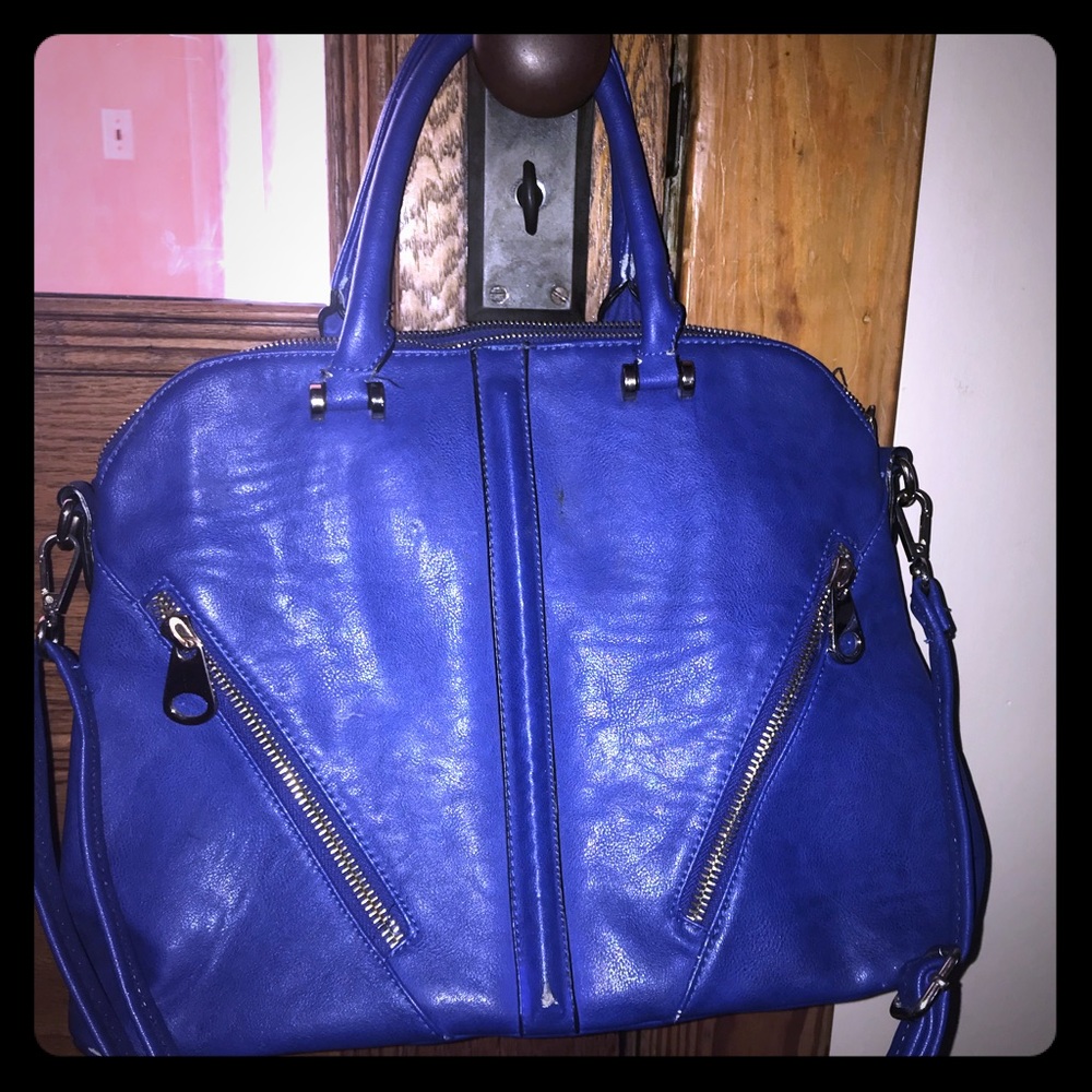 Awesome blue leather huge purse